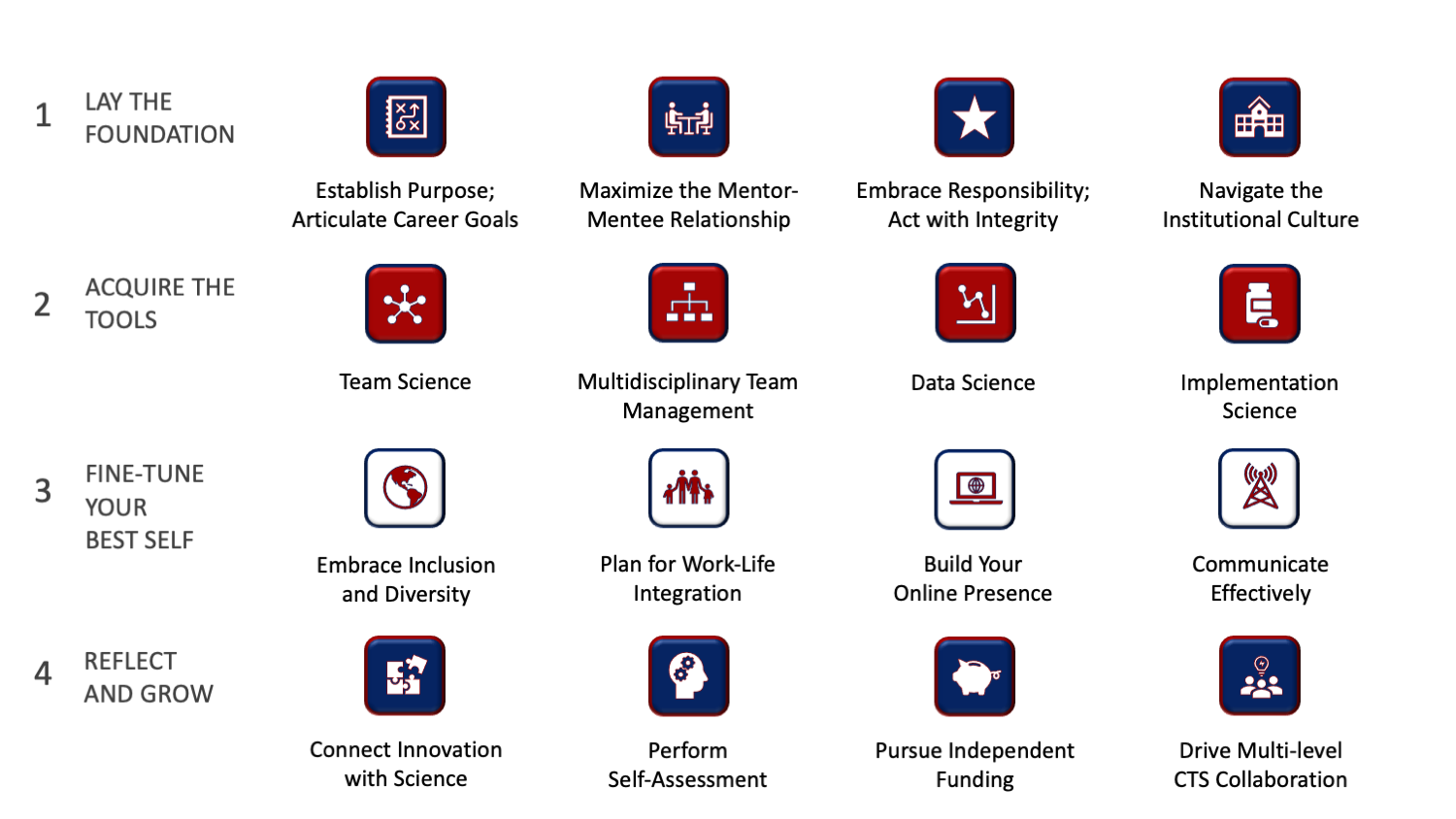 Diagram showing the multiple layers of the Professional Skills Development Program